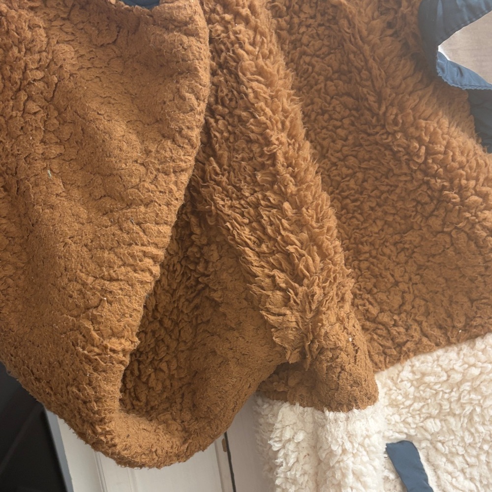 Altar'd State Brown and Cream Faux-Sherpa Quarter Zip - Picture 5 of 6